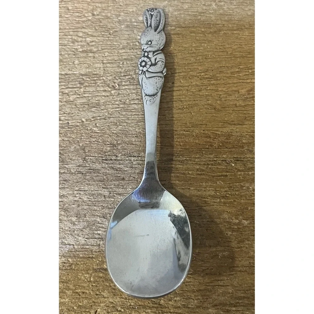 Oneida Peter Rabbit Community Stainless Child Baby Spoon Lot of 3 Bunny Flatware